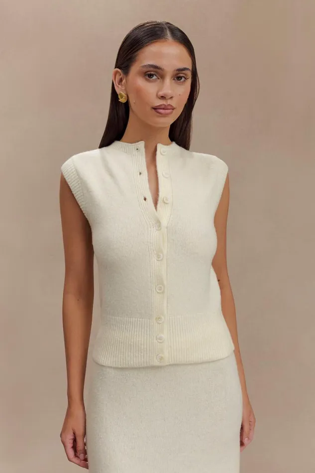 Women Meshki Dresses Dionne Sleeveless Knit Vest 8211 Ivory Marle