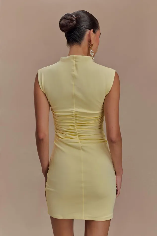 Women Meshki Dresses Elliot High Neck Sleeveless Mini Dress 8211 Pale Lemon