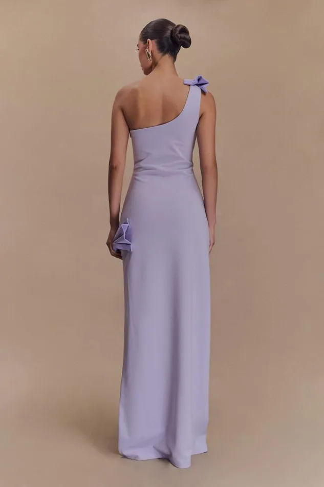 Women Meshki Dresses Hallie One Shoulder Bow Maxi Dress 8211 Lilac