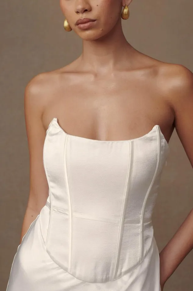 Women Meshki Dresses Harlow Satin Strapless Maxi Dress 8211 Ivory
