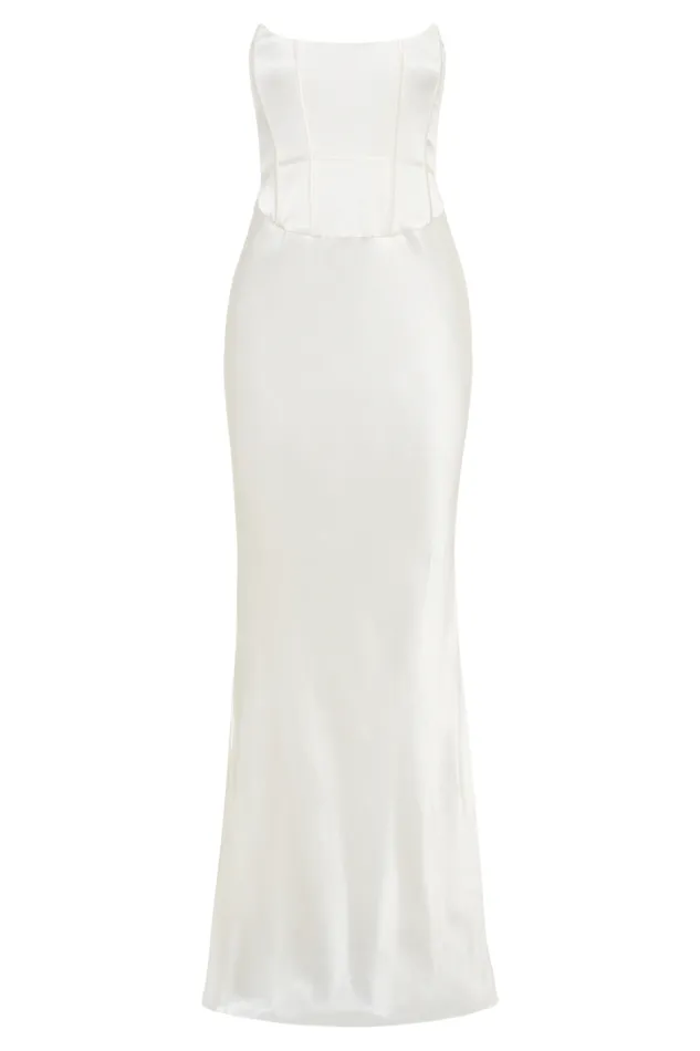 Women Meshki Dresses Harlow Satin Strapless Maxi Dress 8211 Ivory