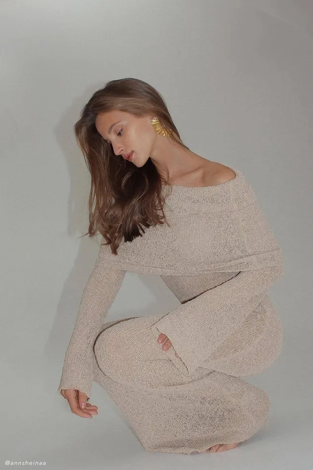 Women Meshki Dresses Marisol Off Shoulder Boucle Maxi Dress 8211 Wheat