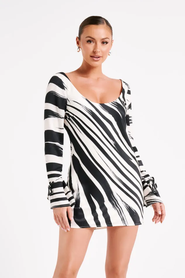 Women Meshki Dresses Marta Printed Satin Mini Dress 8211 Abstract Print