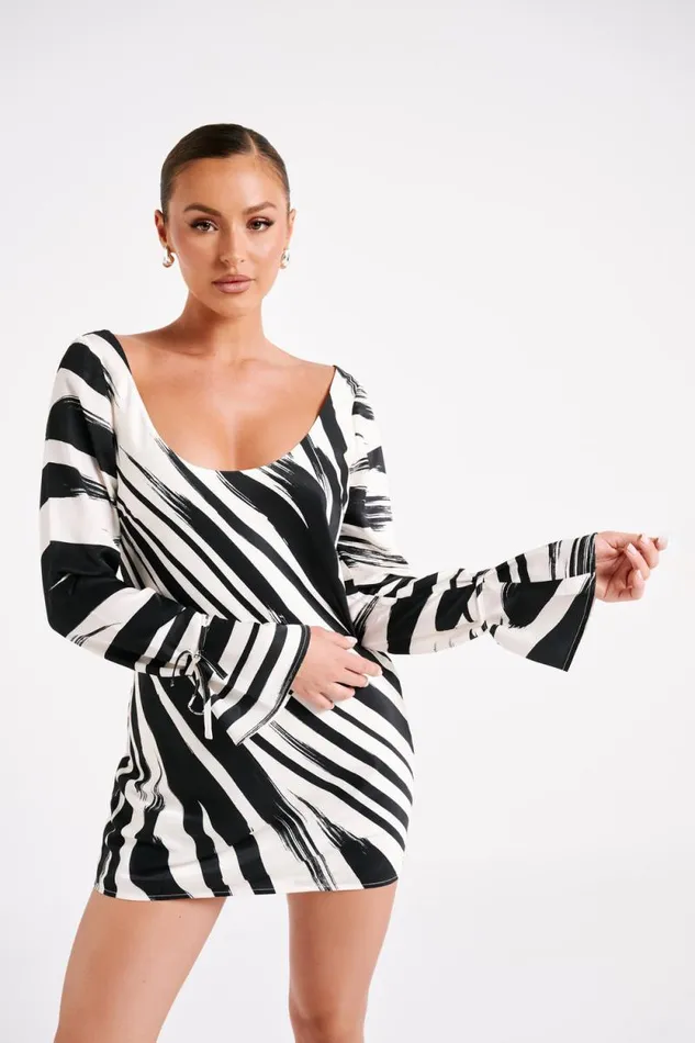 Women Meshki Dresses Marta Printed Satin Mini Dress 8211 Abstract Print