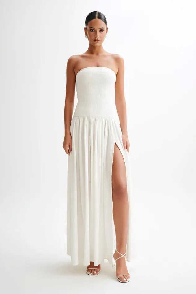 Women Meshki Dresses Maureen Cotton Shirring Maxi Dress 8211 Ivory