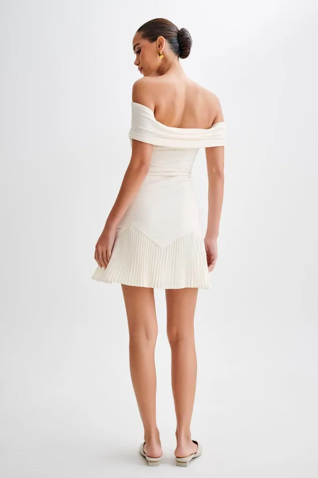 Women Meshki Dresses Melina Slinky Off Shoulder Mini Dress 8211 Ivory