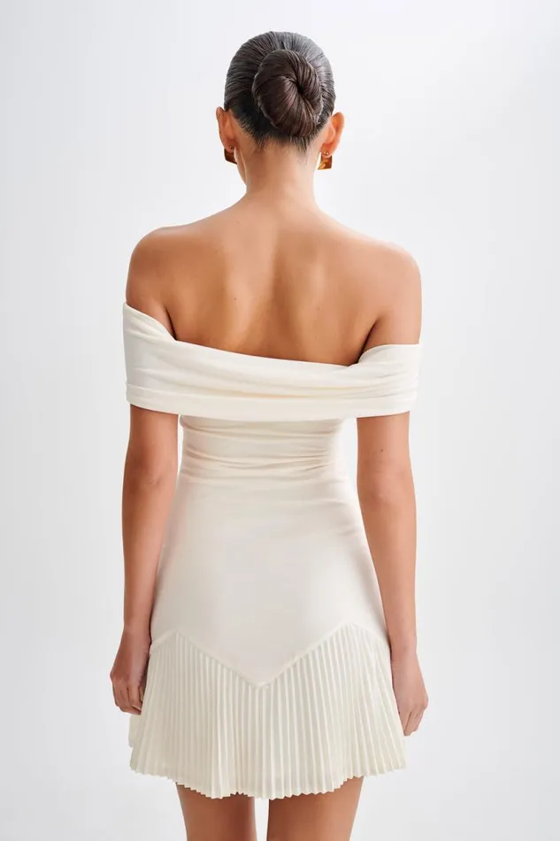 Women Meshki Dresses Melina Slinky Off Shoulder Mini Dress 8211 Ivory