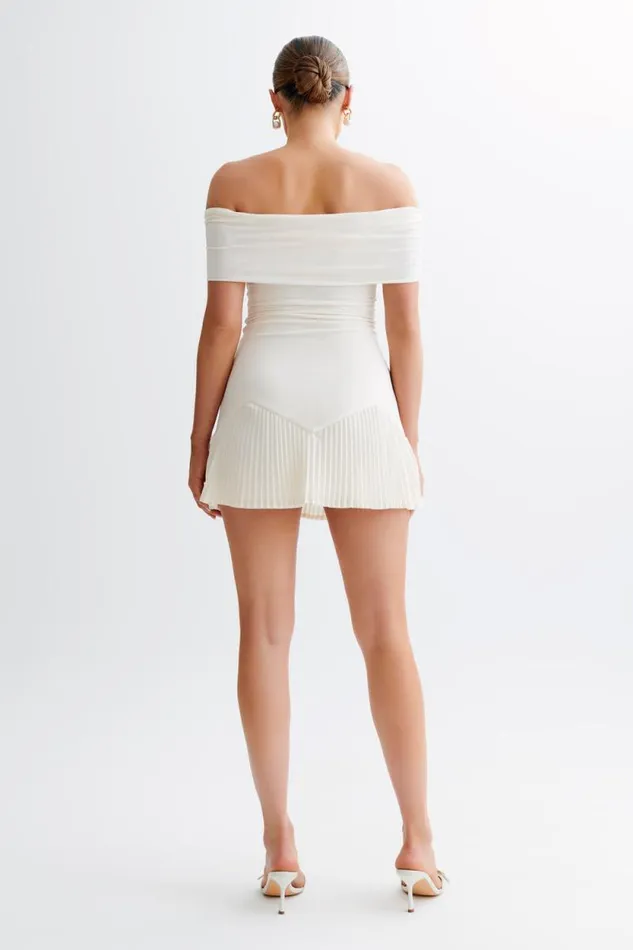 Women Meshki Dresses Melina Slinky Off Shoulder Mini Dress 8211 Ivory