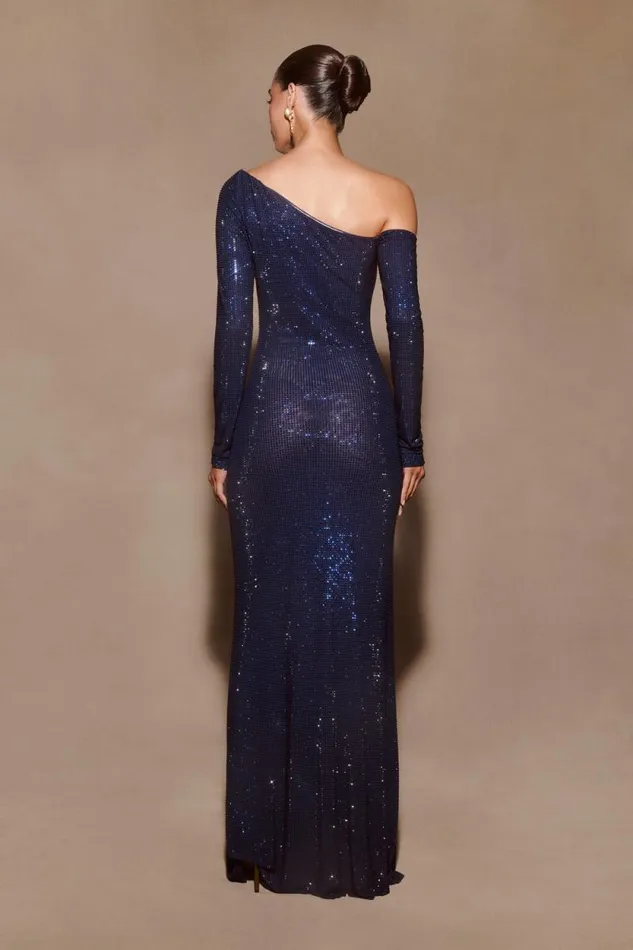 Women Meshki Dresses Nash Diamante Off Shoulder Maxi Dress 8211 Navy