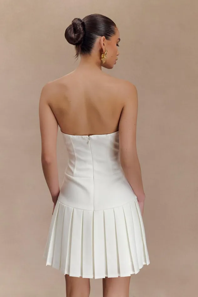 Women Meshki Dresses Naya Pleated Mini Dress With Ties 8211 White