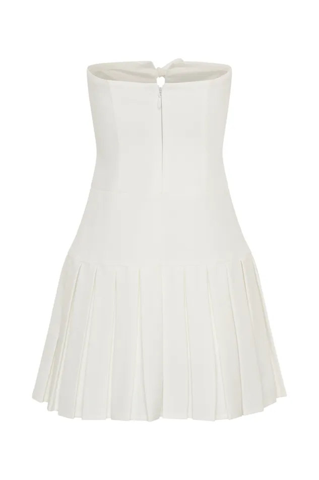 Women Meshki Dresses Naya Pleated Mini Dress With Ties 8211 White