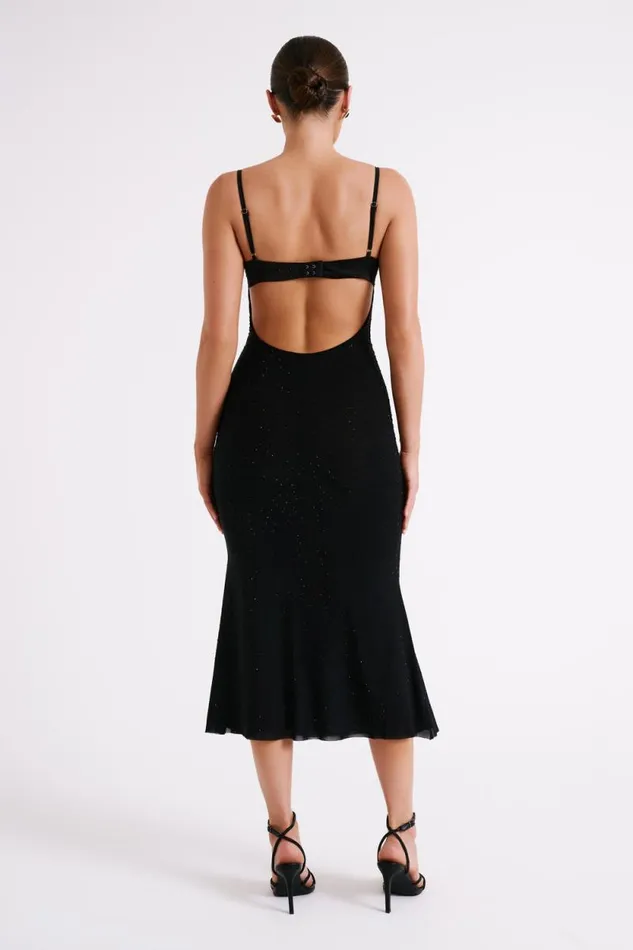 Women Meshki Dresses Novah Hot Fix Mesh Midi Dress 8211 Black
