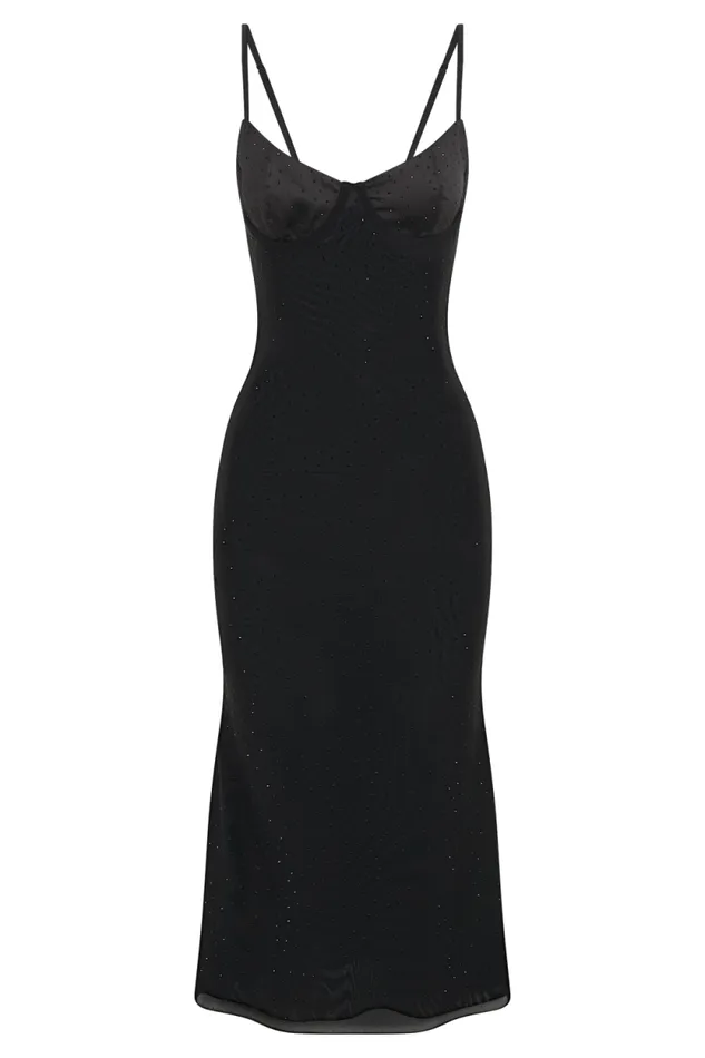 Women Meshki Dresses Novah Hot Fix Mesh Midi Dress 8211 Black