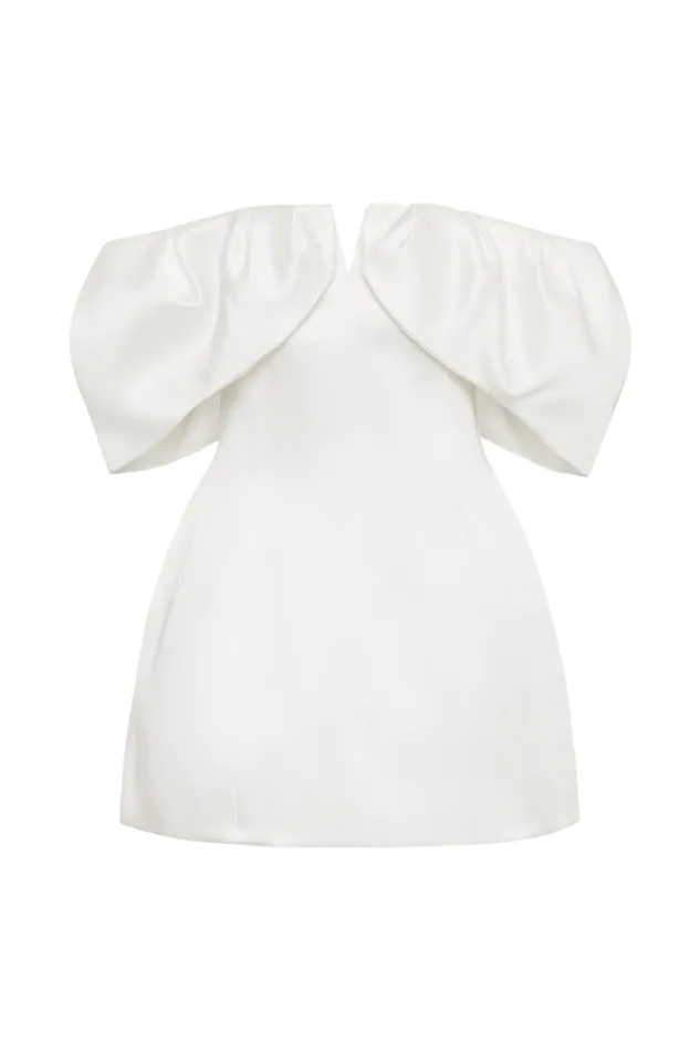 Women Meshki Dresses Portia Off Shoulder Satin Corset Dress 8211 White
