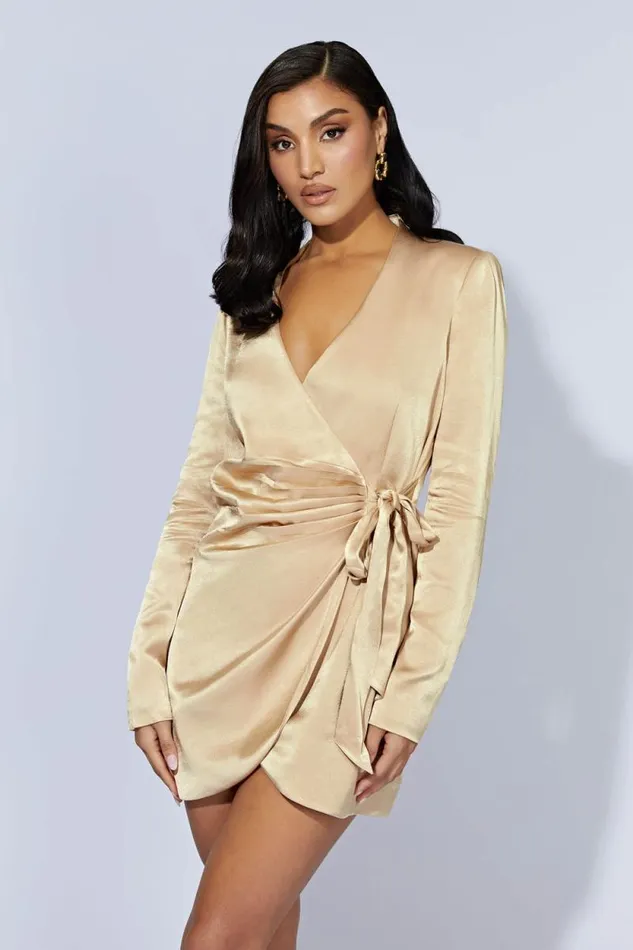 Women Meshki Dresses Saira Tie Up Mini Dress 8211 Wheat