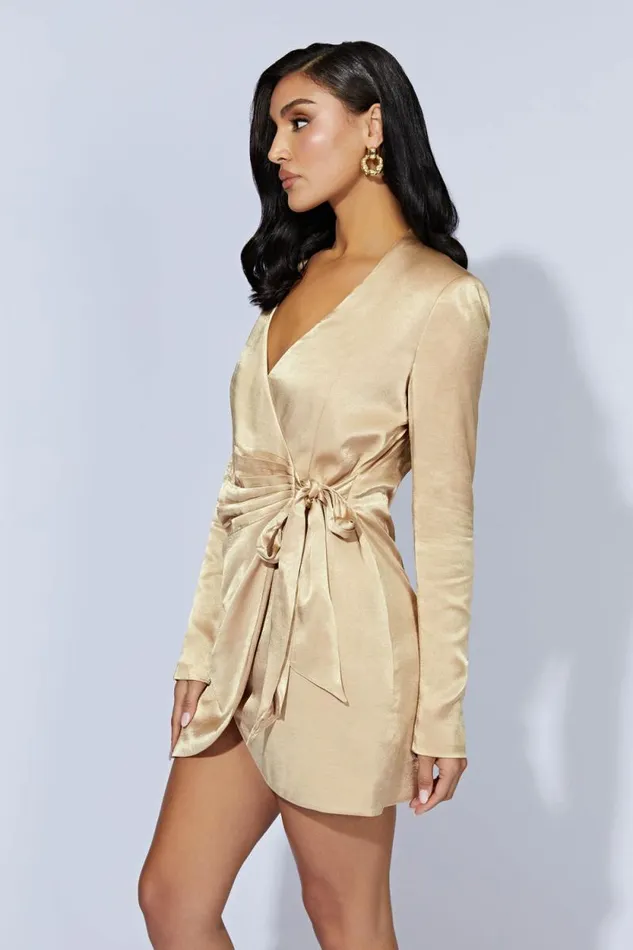 Women Meshki Dresses Saira Tie Up Mini Dress 8211 Wheat