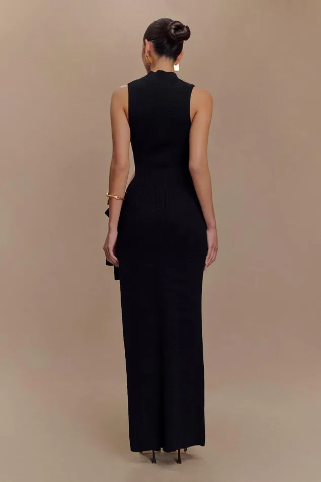 Women Meshki Dresses Stephanie Cut Out Knit Maxi Dress 8211 Black