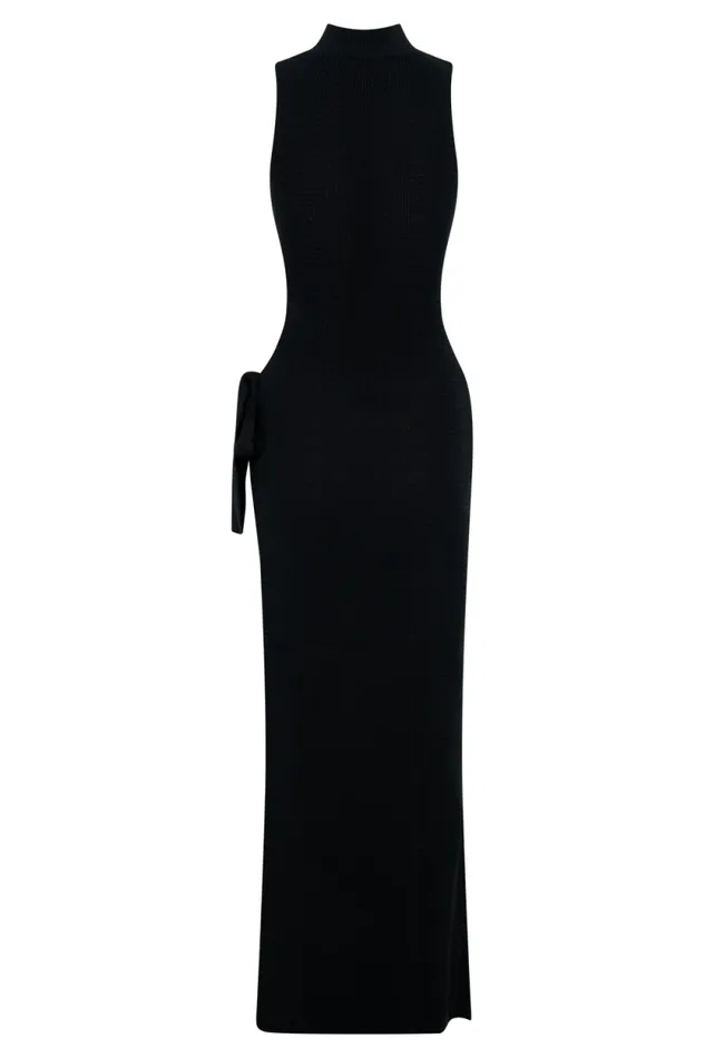 Women Meshki Dresses Stephanie Cut Out Knit Maxi Dress 8211 Black