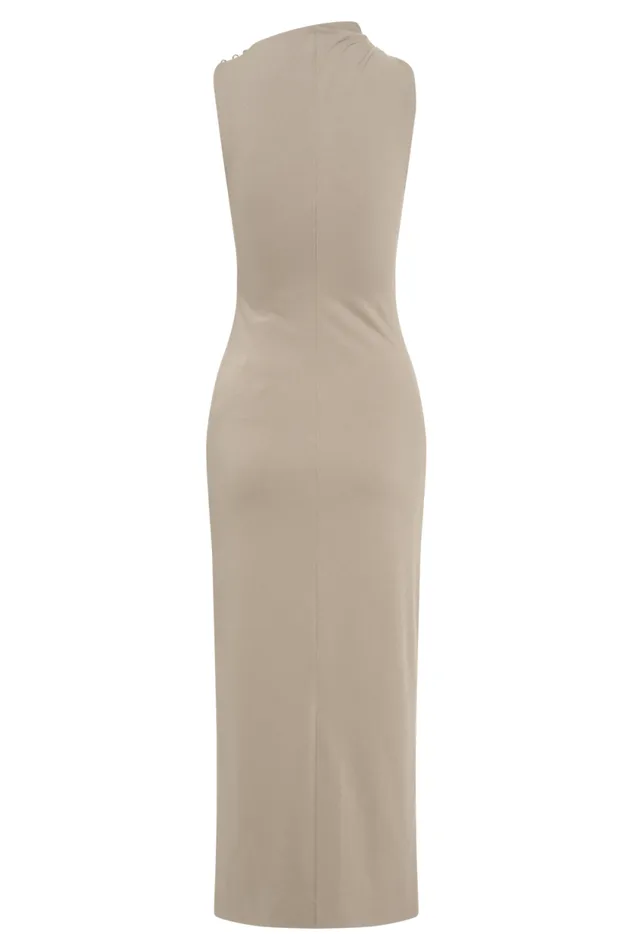 Women Meshki Dresses Taylor Draped Stretch Crepe Midi Dress 8211 Mushroom
