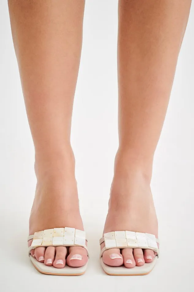 Women Meshki Shoes Lucy Shell Mules 8211 Ivory Pearl