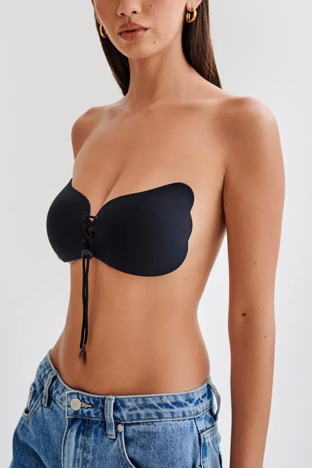 Women Meshki Shoes Stick It Strapless Stick On Bra 8211 Black