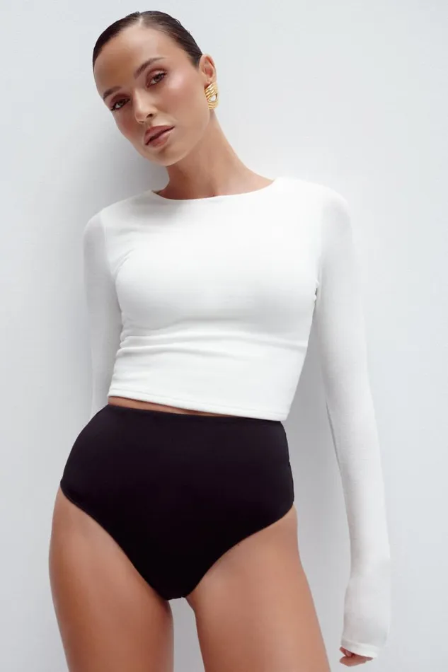 Women Meshki Tops Abigail Long Sleeve Modal Top 8211 White