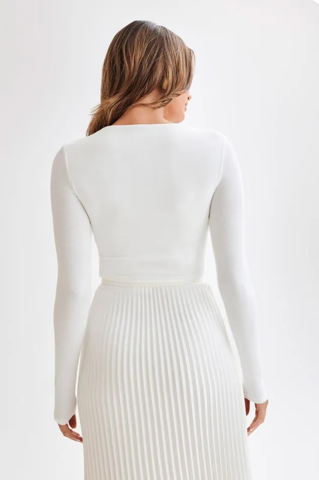 Women Meshki Tops Abigail Long Sleeve Modal Top 8211 White