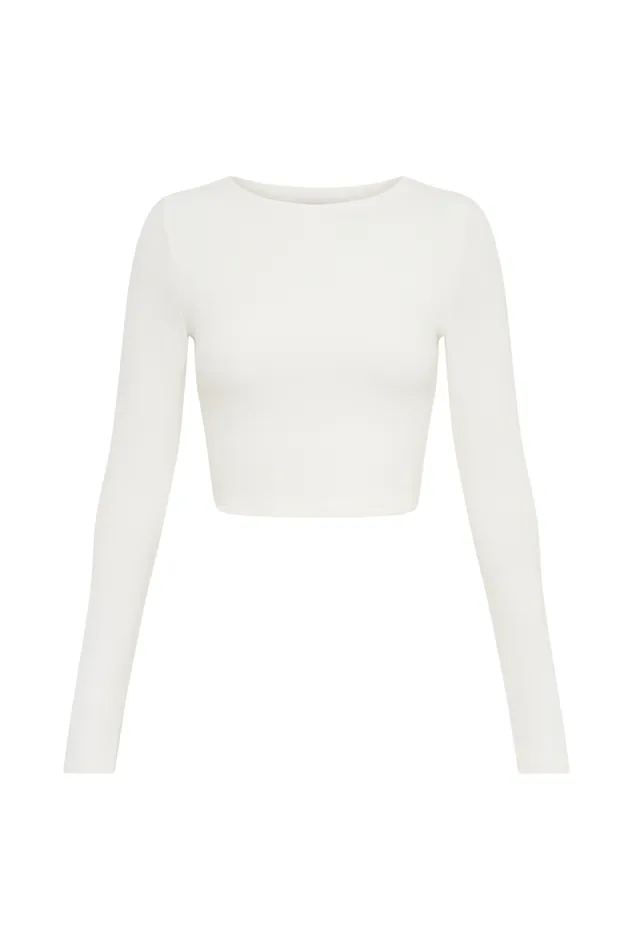 Women Meshki Tops Abigail Long Sleeve Modal Top 8211 White