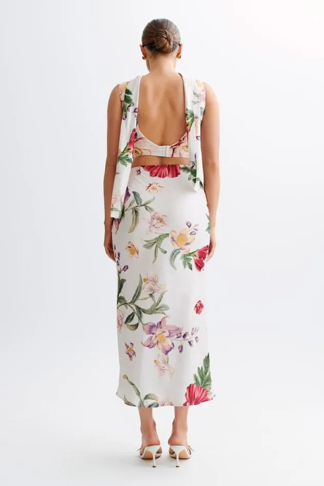 Women Meshki Tops Carla Satin Sleeveless Top With Scarf 8211 Bella Rosa Print