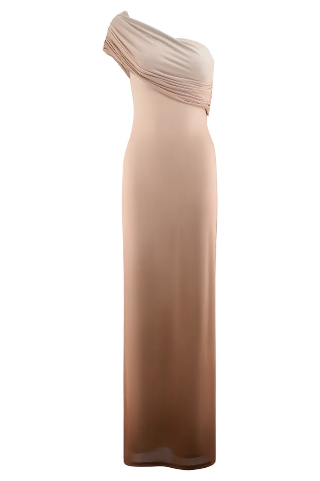 Women Meshki Tops Cassandra Off Shoulder Slinky Maxi Dress 8211 Neutral Ombre