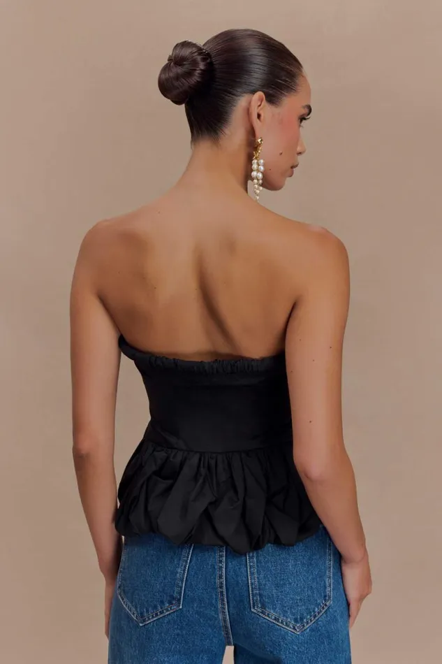Women Meshki Tops Cora Ruched Strapless Top 8211 Black