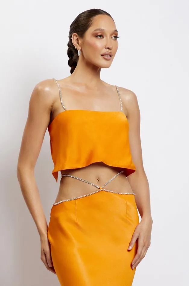 Women Meshki Tops Dayana Straight Cut Crop Top 8211 Mandarin