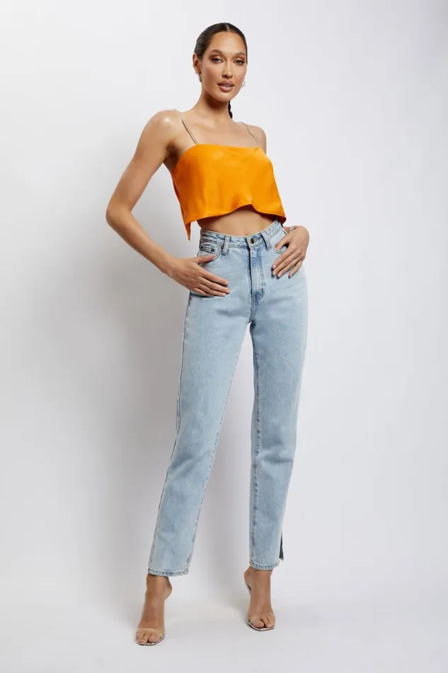 Women Meshki Tops Dayana Straight Cut Crop Top 8211 Mandarin