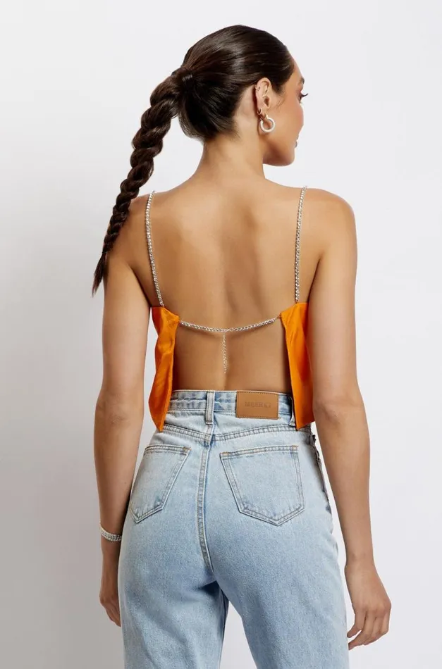 Women Meshki Tops Dayana Straight Cut Crop Top 8211 Mandarin
