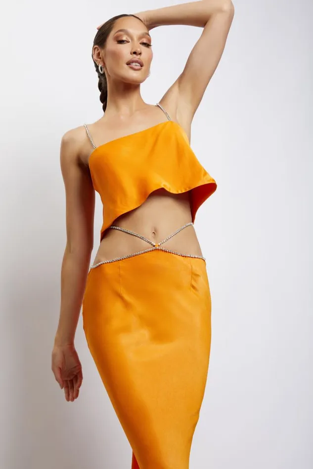 Women Meshki Tops Dayana Straight Cut Crop Top 8211 Mandarin