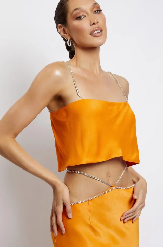Women Meshki Tops Dayana Straight Cut Crop Top 8211 Mandarin