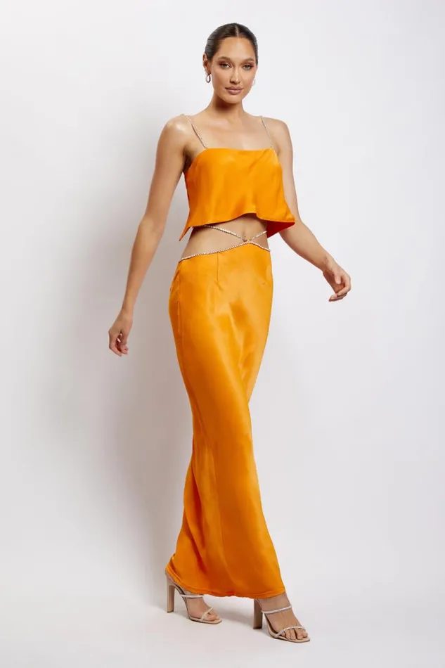 Women Meshki Tops Dayana Straight Cut Crop Top 8211 Mandarin