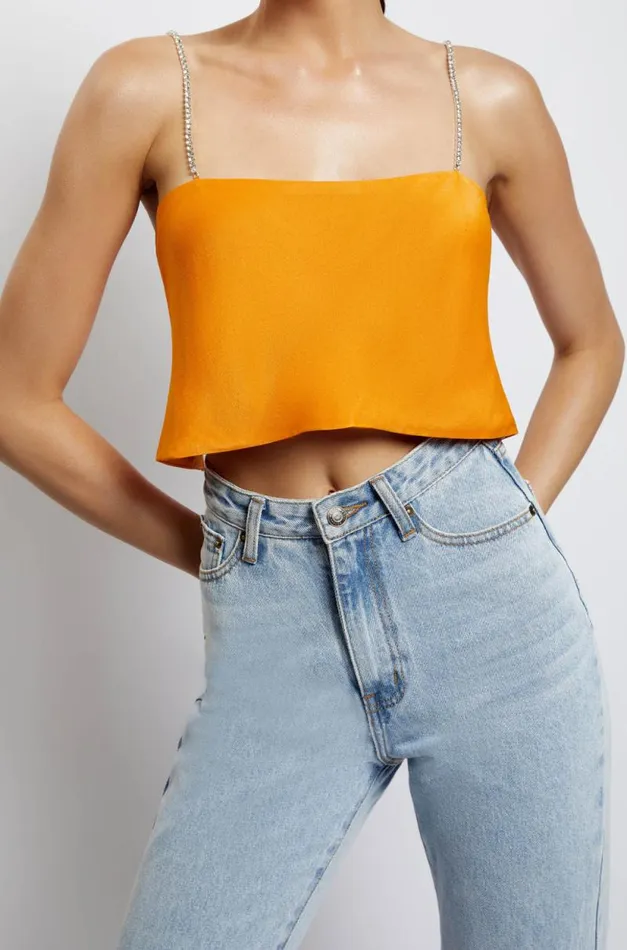 Women Meshki Tops Dayana Straight Cut Crop Top 8211 Mandarin