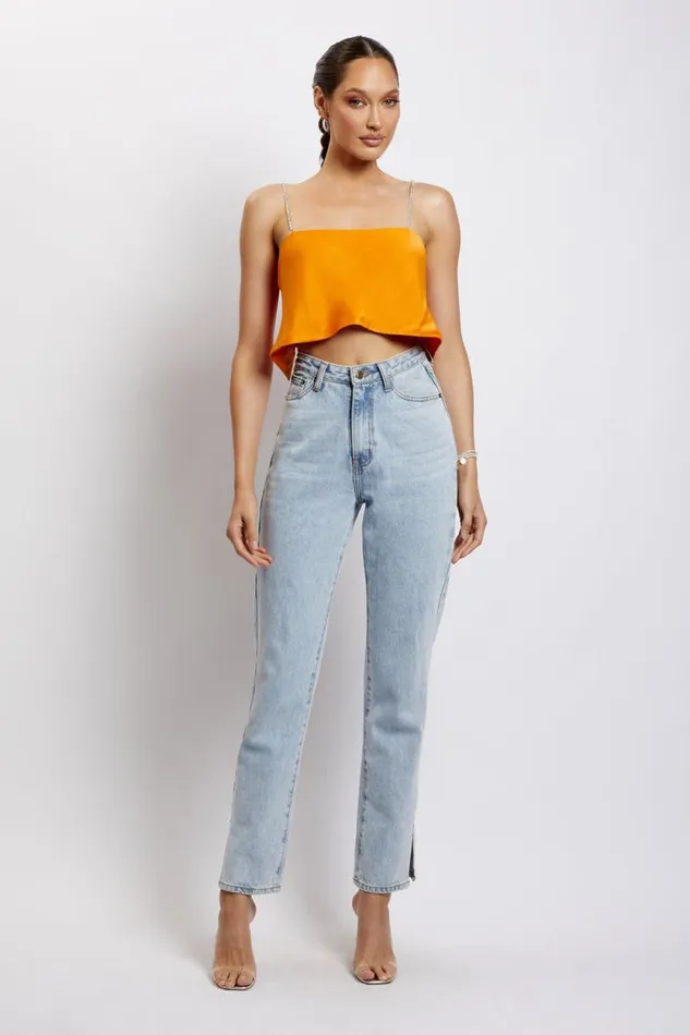 Women Meshki Tops Dayana Straight Cut Crop Top 8211 Mandarin