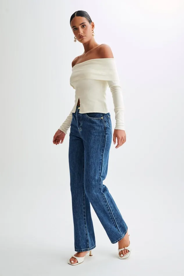 Women Meshki Tops Diedre Buttoned Off Shoulder Knit Top 8211 White