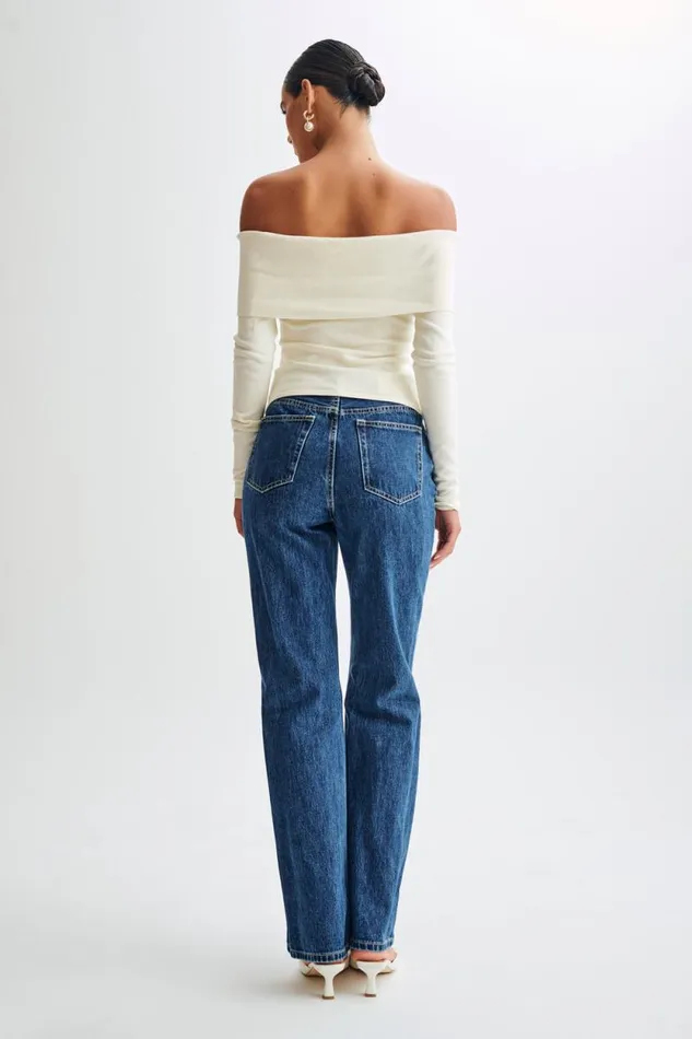 Women Meshki Tops Diedre Buttoned Off Shoulder Knit Top 8211 White