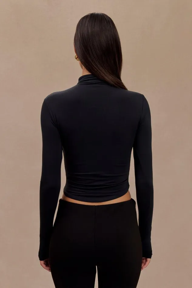 Women Meshki Tops Ember Modal Long Sleeve High Neck Top 8211 Black