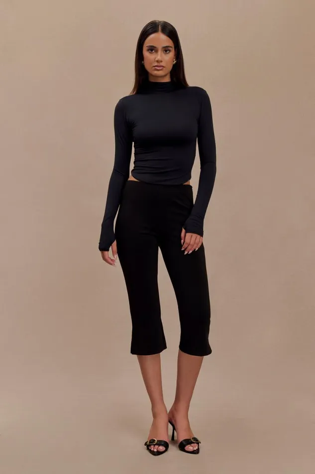 Women Meshki Tops Ember Modal Long Sleeve High Neck Top 8211 Black