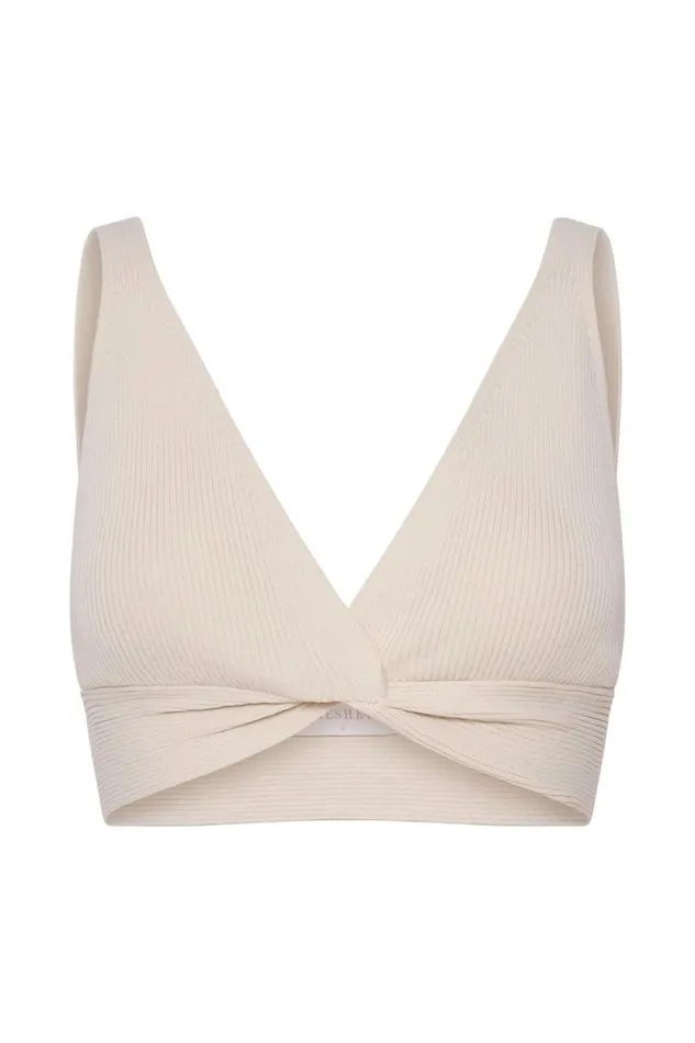 Women Meshki Tops Kaesha Twist Front Knit Top 8211 Bone