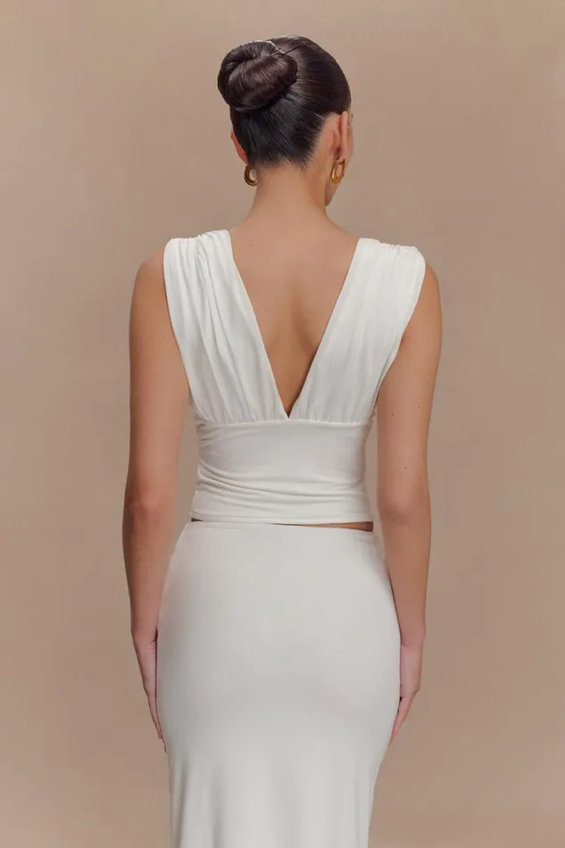 Women Meshki Tops Kerrigan Slinky Ruched Sleeveless Top 8211 White