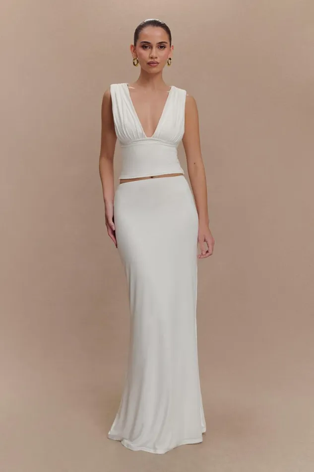 Women Meshki Tops Kerrigan Slinky Ruched Sleeveless Top 8211 White