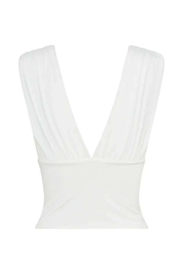 Women Meshki Tops Kerrigan Slinky Ruched Sleeveless Top 8211 White