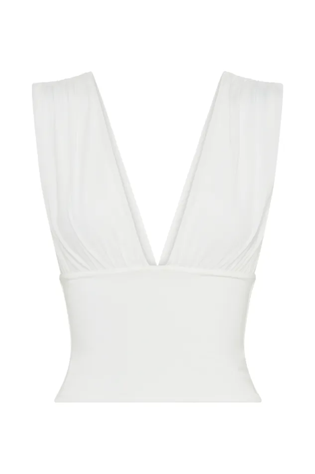 Women Meshki Tops Kerrigan Slinky Ruched Sleeveless Top 8211 White