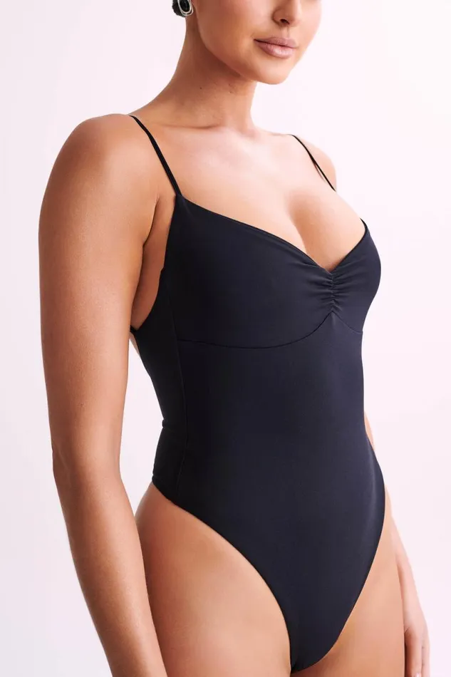 Women Meshki Tops Leah Recycled Nylon Backless Bodysuit 8211 Black
