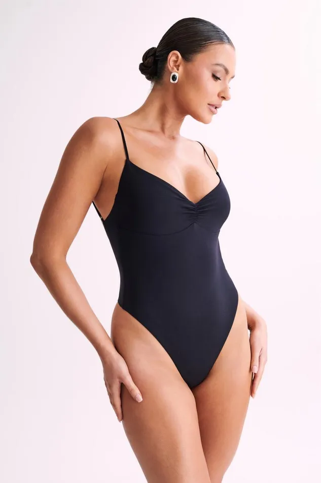 Women Meshki Tops Leah Recycled Nylon Backless Bodysuit 8211 Black